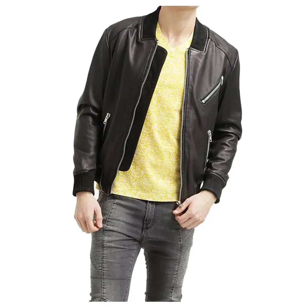 Premium Native American Leather Bomber Jacket-1