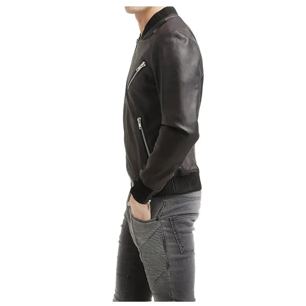 Premium Native American Leather Bomber Jacket-2
