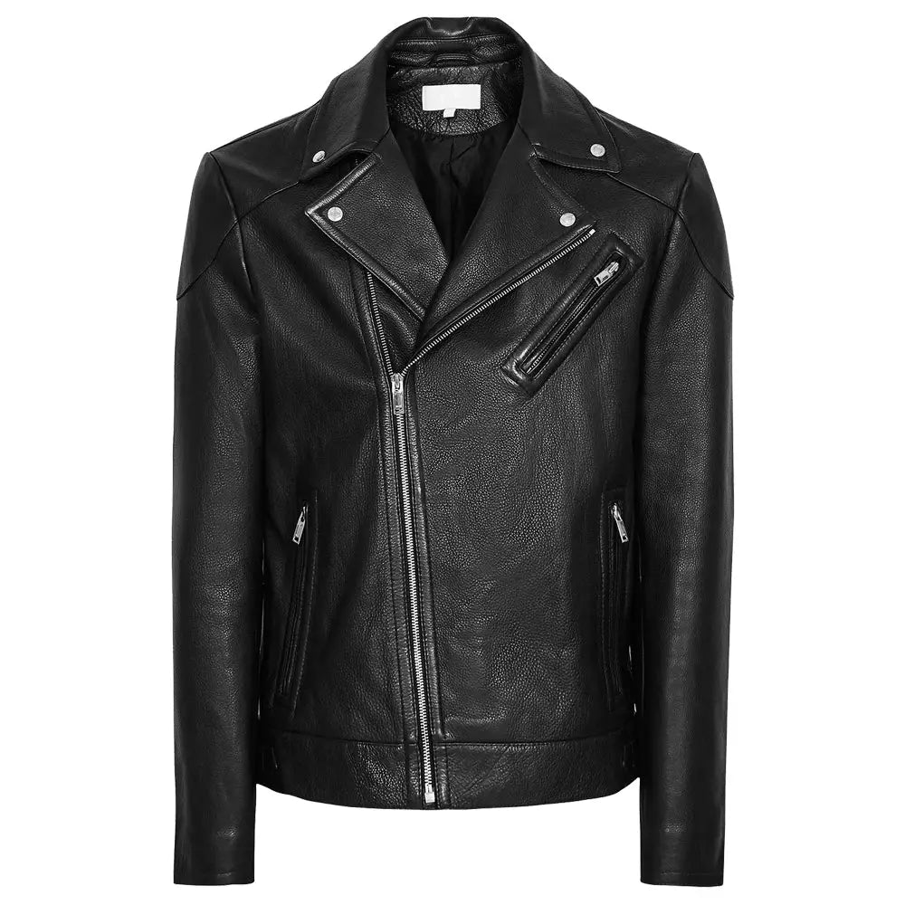 Men's Fashion Biker Jacket with Three Zippered Pockets-1