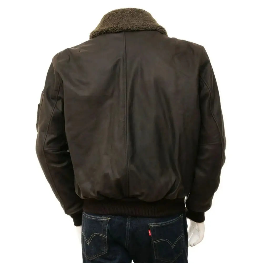 Mens Dark Brown Aviator Leather Jacket-1