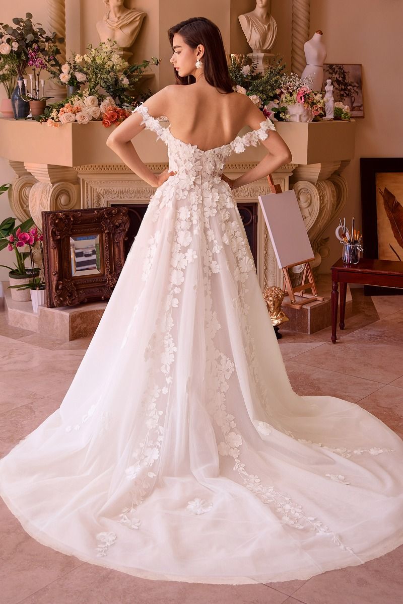 Strapless Floral Lace Bridal Ball Gown-2