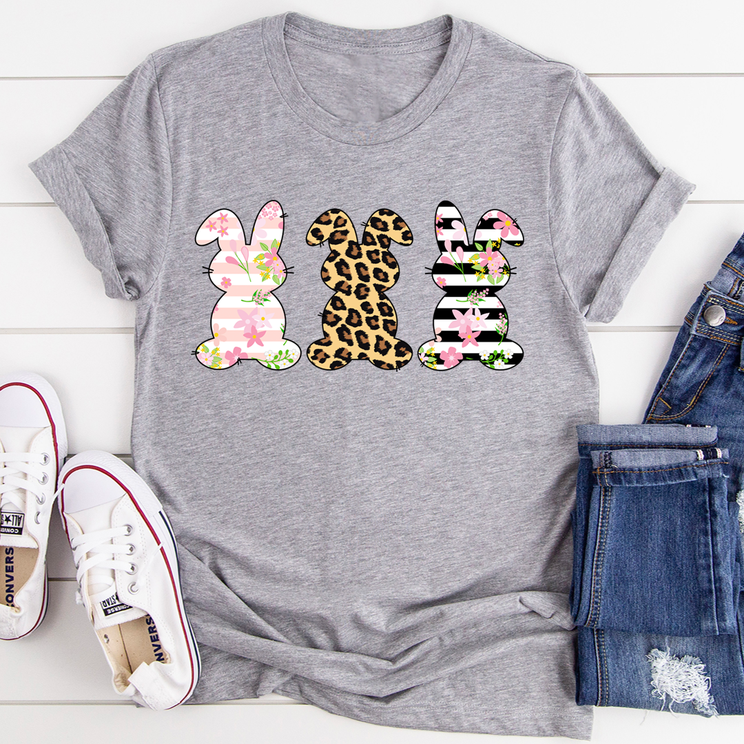 Floral Easter Bunnies T-Shirt-0