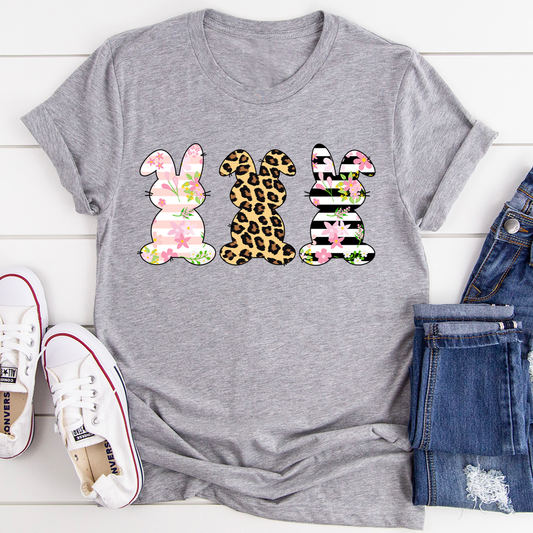Floral Easter Bunnies T-Shirt-0