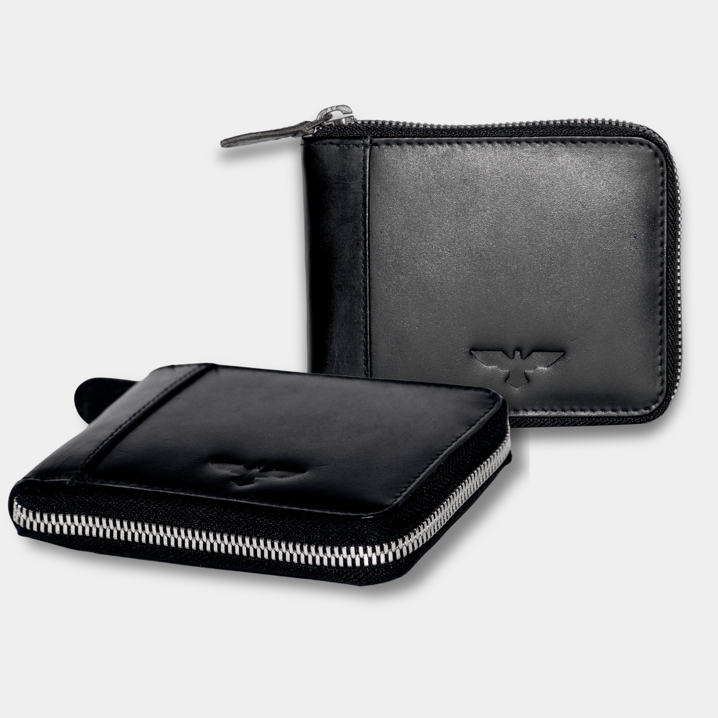 Cartera Zipper de Cuero Negro – Estilo Minimalista – IULIUS-0
