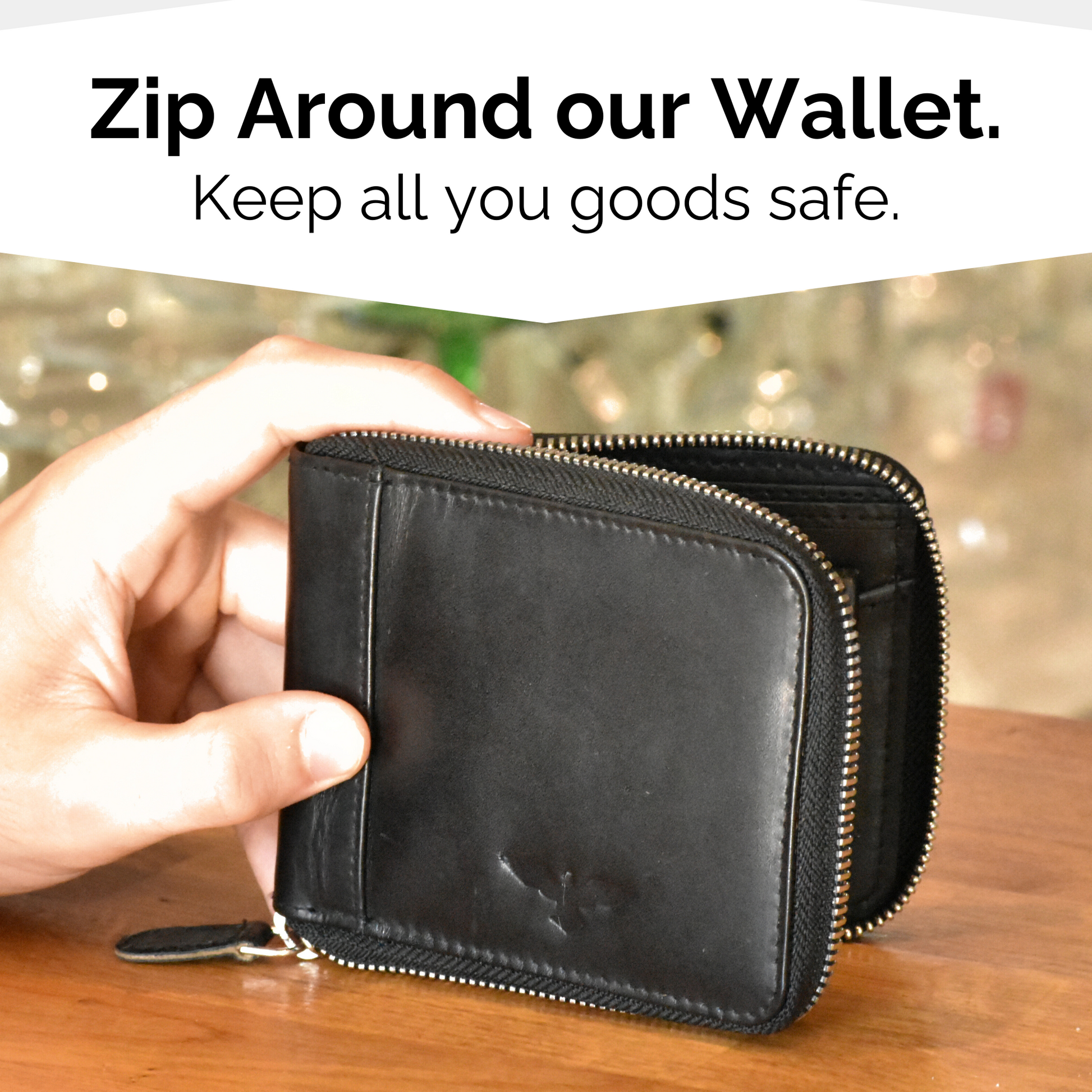Cartera Zipper de Cuero Negro – Estilo Minimalista – IULIUS-1