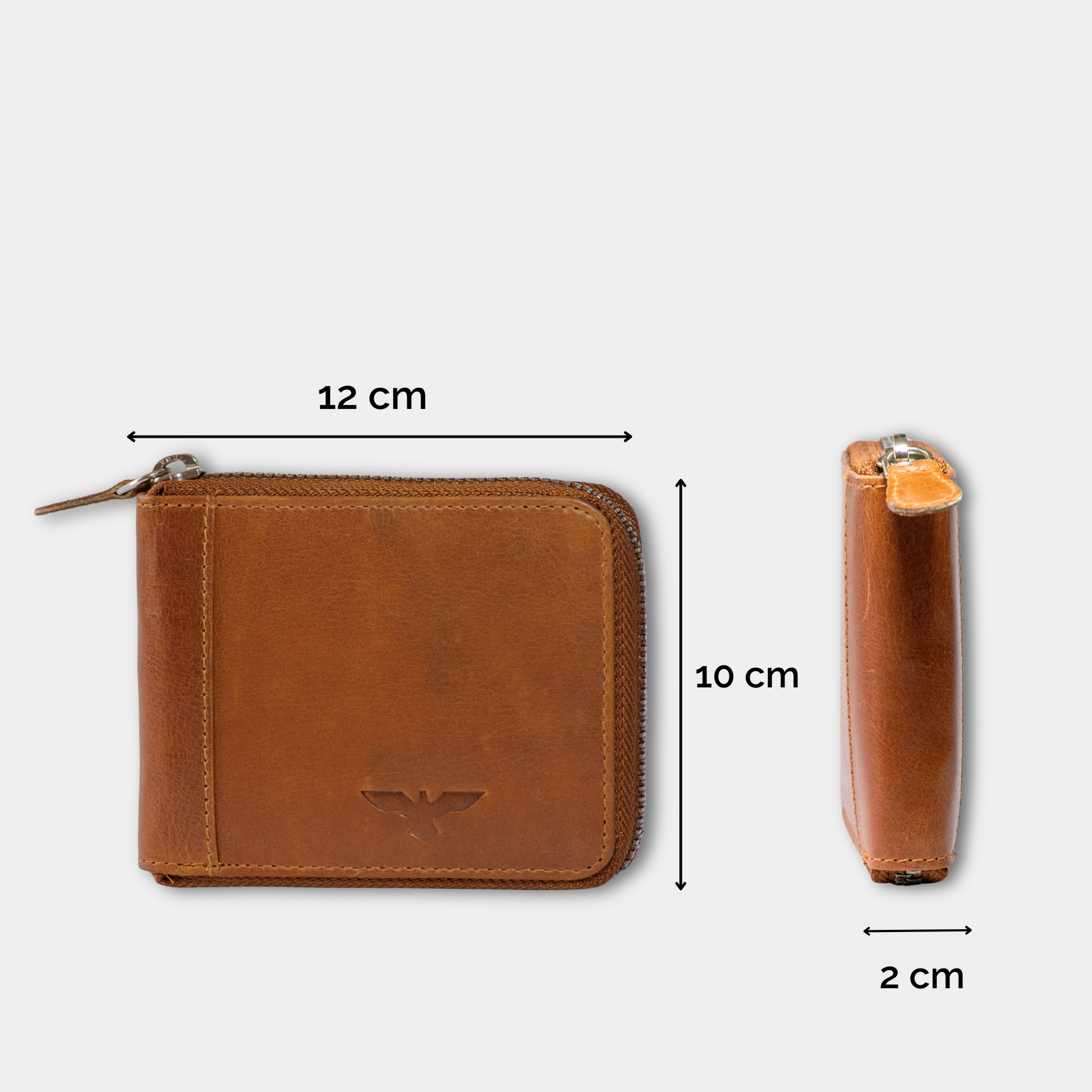 Cartera Zipper de Cuero Camel – Estilo Clásico –-2