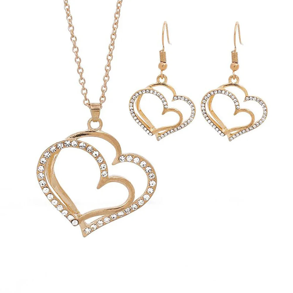 Heart Shaped Rhinestone Jewelry Set for Women-0
