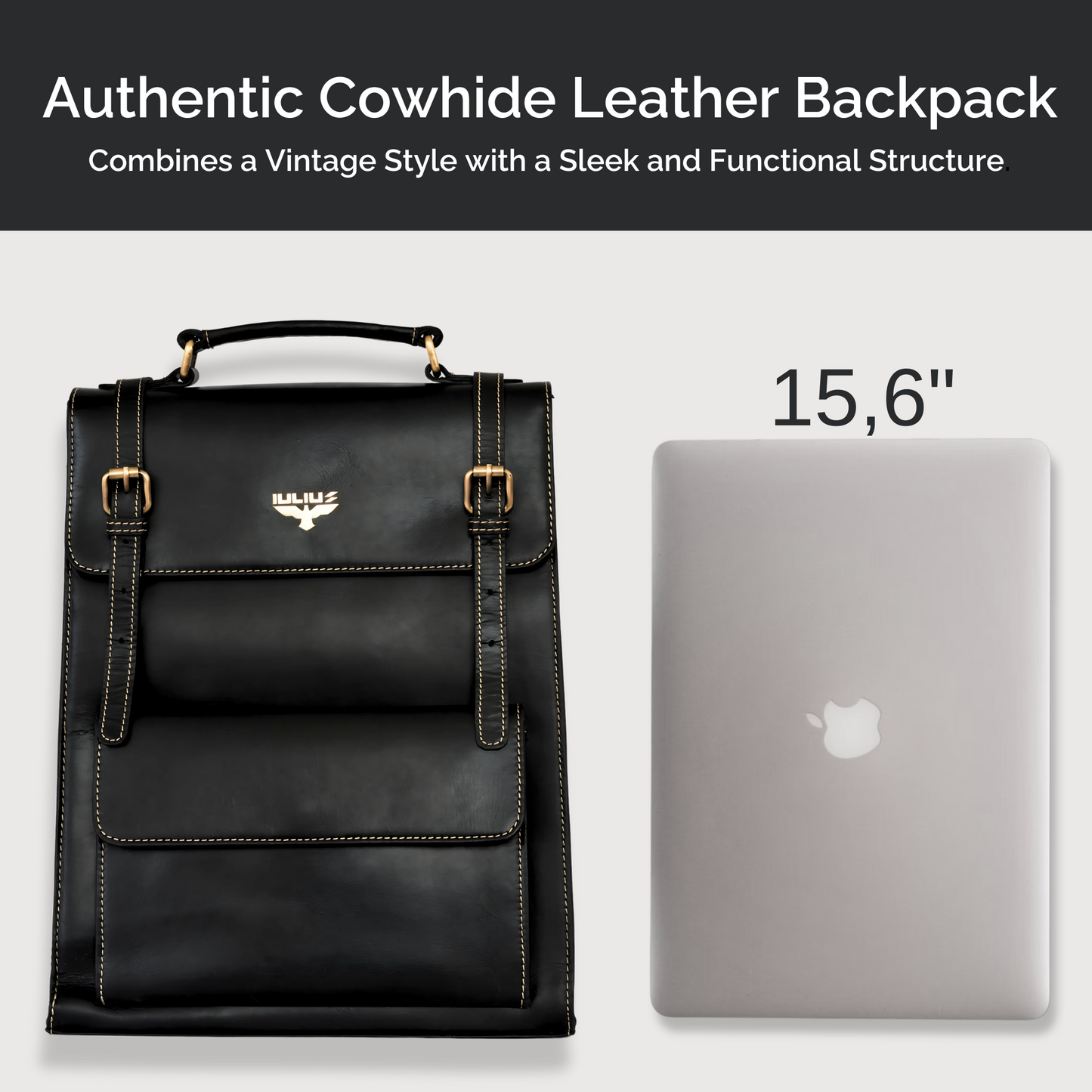 Mochila Ejecutiva de Cuero para Portátiles 15,6” – Estilo Business – IULIUS-2