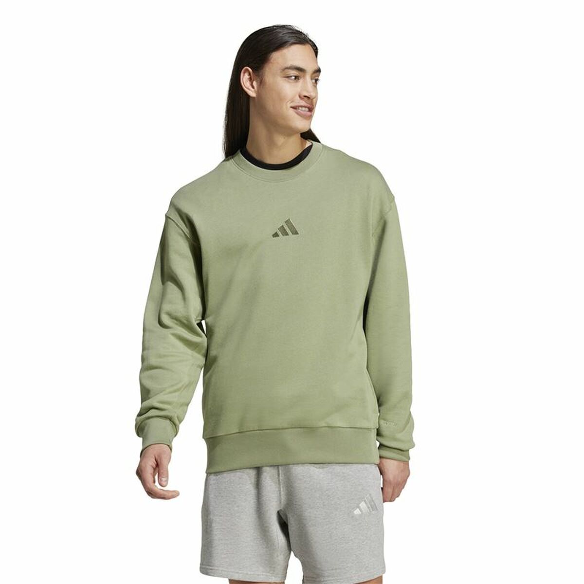 Men’s Sweatshirt without Hood Adidas All Szn French Terry Crew Green L-4