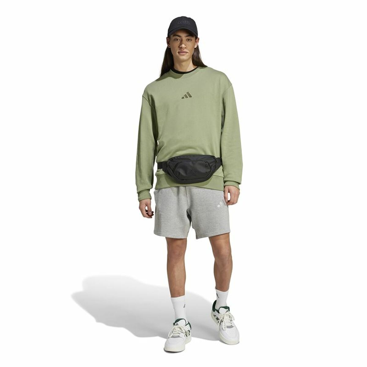 Men’s Sweatshirt without Hood Adidas All Szn French Terry Crew Green L-2