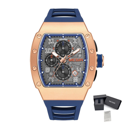 MEGIR Blue Luxury Sport Watch for Men Steel Case Waterproof Luminous Military Quartz Chronograph Big Dial Auto Date Reloj Hombre-20