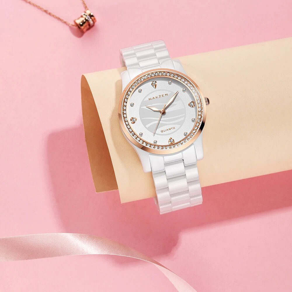NAKZEN New Design Women Watches Elegant Ceramics Reloj Mujer Japanese Quartz Movement Clock for Ladies Luxury Relogio Feminino-4