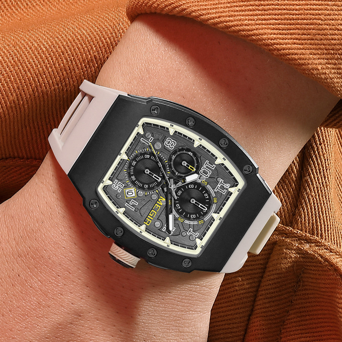 MEGIR Blue Luxury Sport Watch for Men Steel Case Waterproof Luminous Military Quartz Chronograph Big Dial Auto Date Reloj Hombre-2