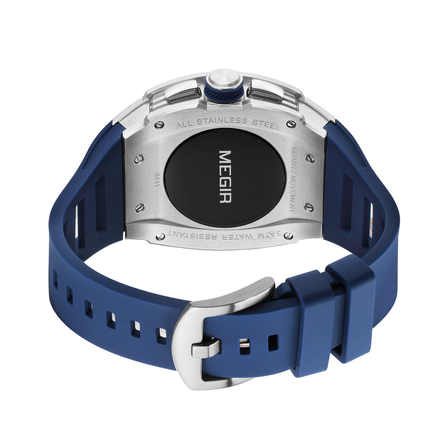 MEGIR Blue Luxury Sport Watch for Men Steel Case Waterproof Luminous Military Quartz Chronograph Big Dial Auto Date Reloj Hombre-14