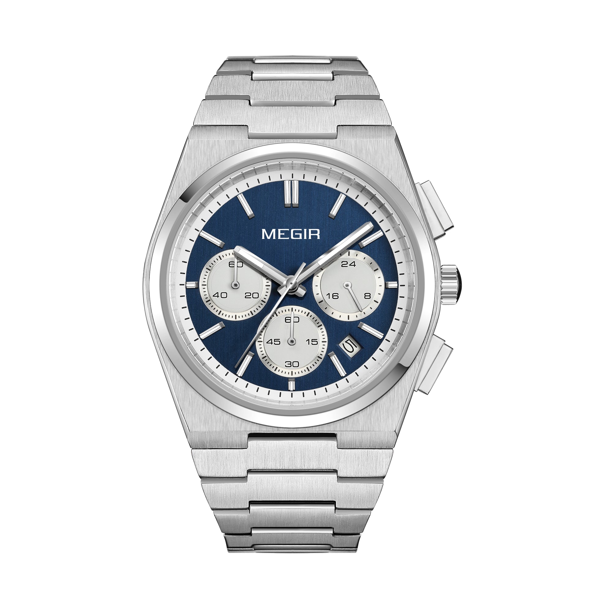 MEGIR Men's Business Watches Original Analogue Quartz Wrist Watch Luminous 5ATM Waterproof Steel Large Dial Clock Reloj Hombre-3