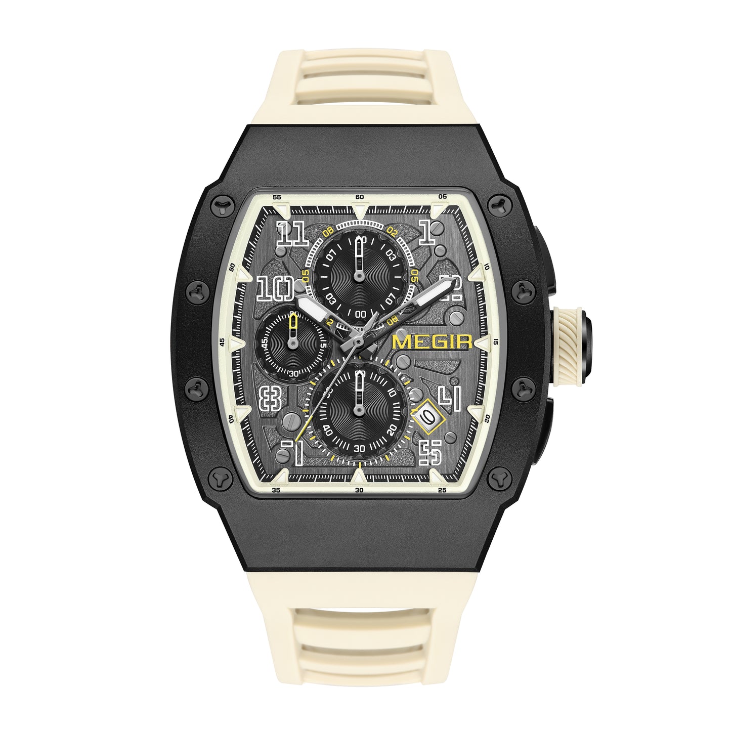 MEGIR Blue Luxury Sport Watch for Men Steel Case Waterproof Luminous Military Quartz Chronograph Big Dial Auto Date Reloj Hombre-16