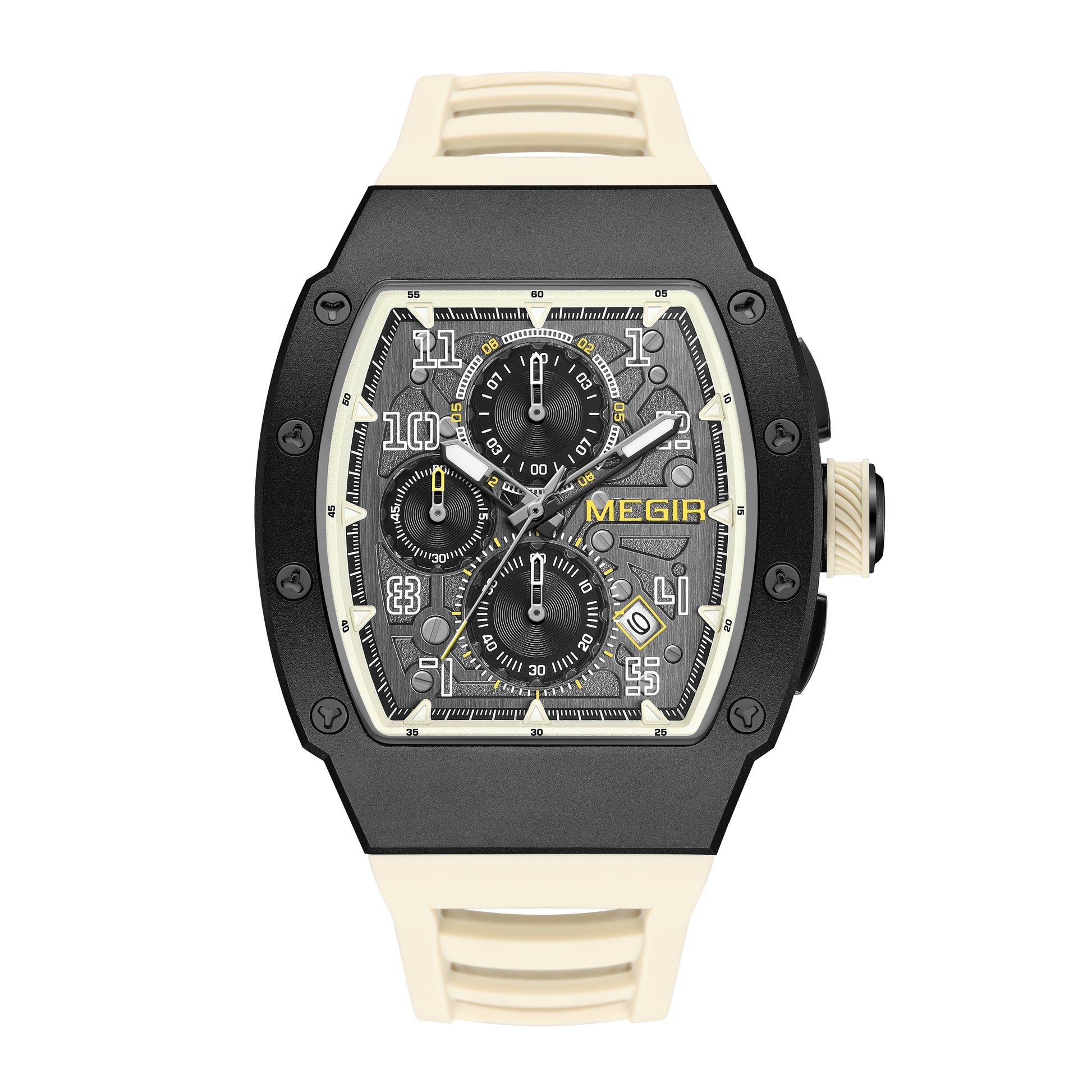 MEGIR Blue Luxury Sport Watch for Men Steel Case Waterproof Luminous Military Quartz Chronograph Big Dial Auto Date Reloj Hombre-16