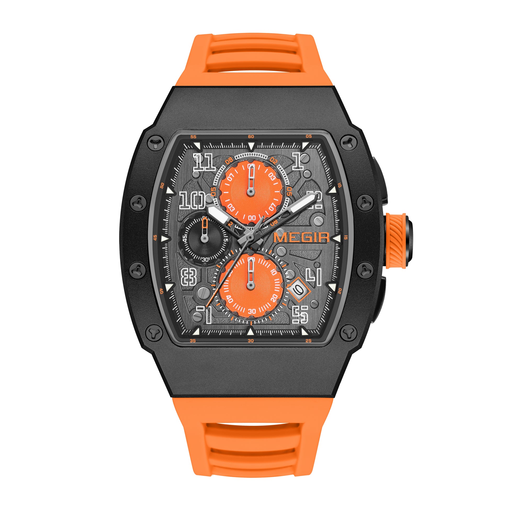 MEGIR Blue Luxury Sport Watch for Men Steel Case Waterproof Luminous Military Quartz Chronograph Big Dial Auto Date Reloj Hombre-17