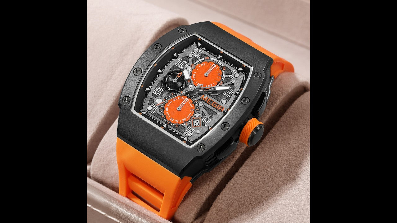 MEGIR Blue Luxury Sport Watch for Men Steel Case Waterproof Luminous Military Quartz Chronograph Big Dial Auto Date Reloj Hombre-19