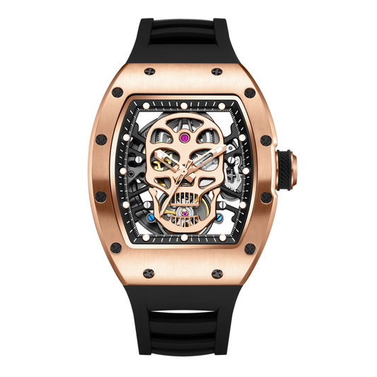 New Men's Watches Skull Hollow Dial Face Mechanical Watch Steel Case Waterproof Sport Wristwatch Automatic Movement Clock 9190-7-10