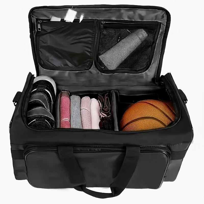 Nylon Duffel Bag with Shoe Compartment-1