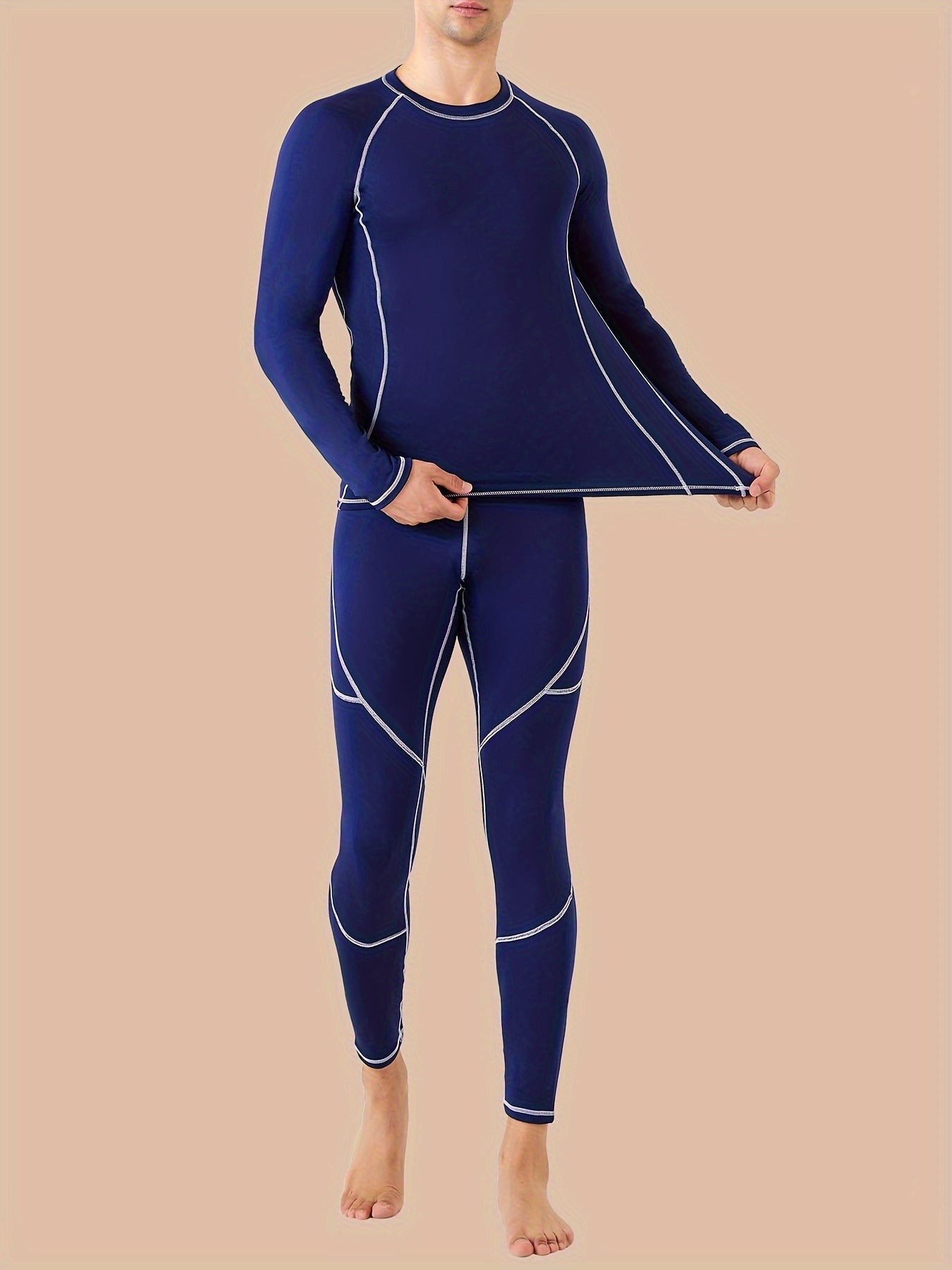 Men's Fleece Thermal Underwear Set Winter Base Layer-1