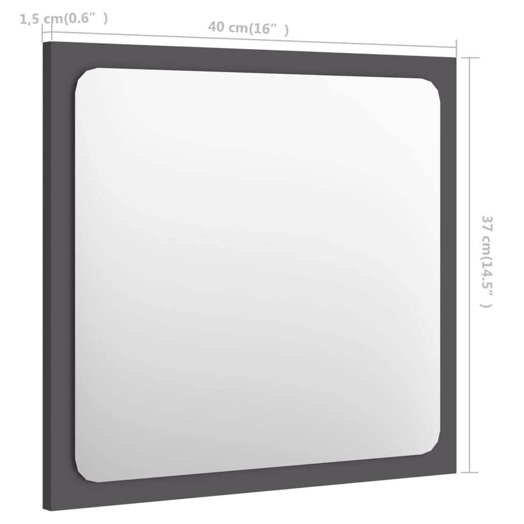 NNEVL Bathroom Mirror Grey 40x1.5x37 cm Chipboard-4