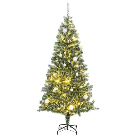 NNEVL Artificial Christmas Tree with 300 LEDs&Ball Set&Flocked Snow 210 cm-0