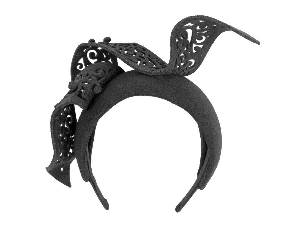Bespoke black winter racing fascinator by Fillies Collection F695-3