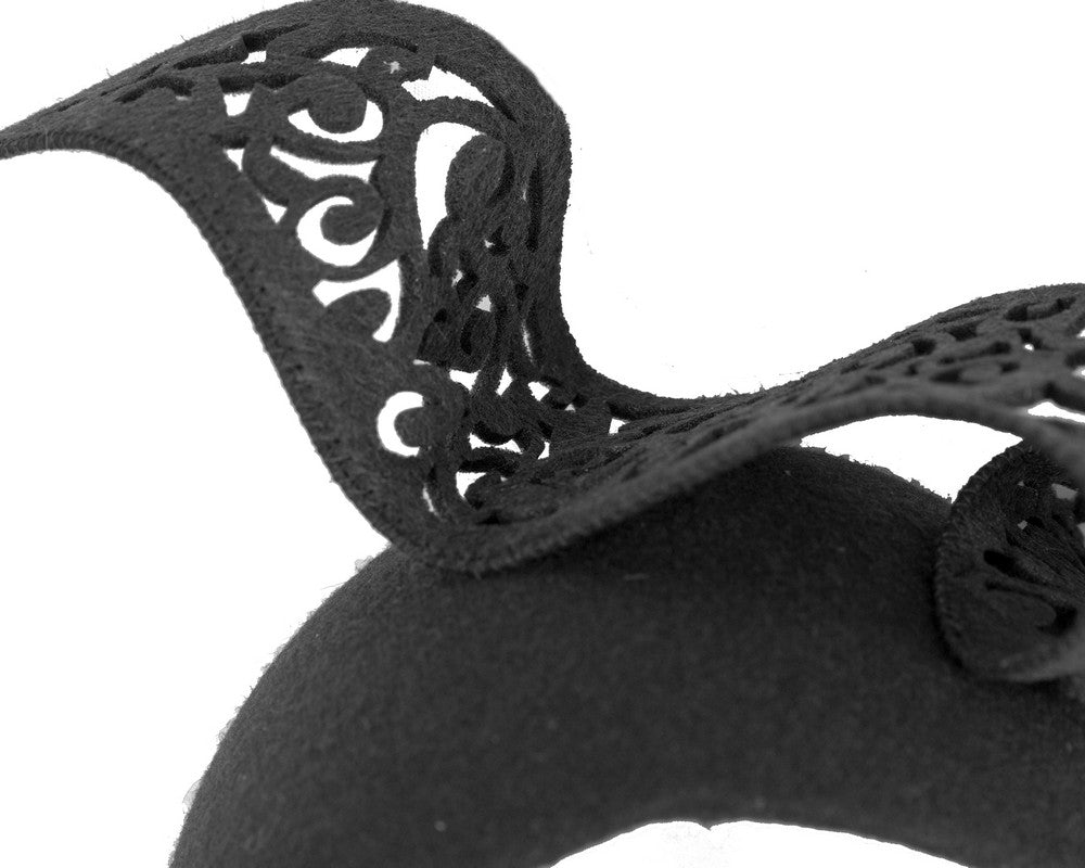 Bespoke black winter racing fascinator by Fillies Collection F695-2