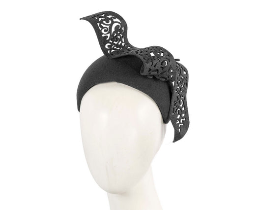 Bespoke black winter racing fascinator by Fillies Collection F695-0