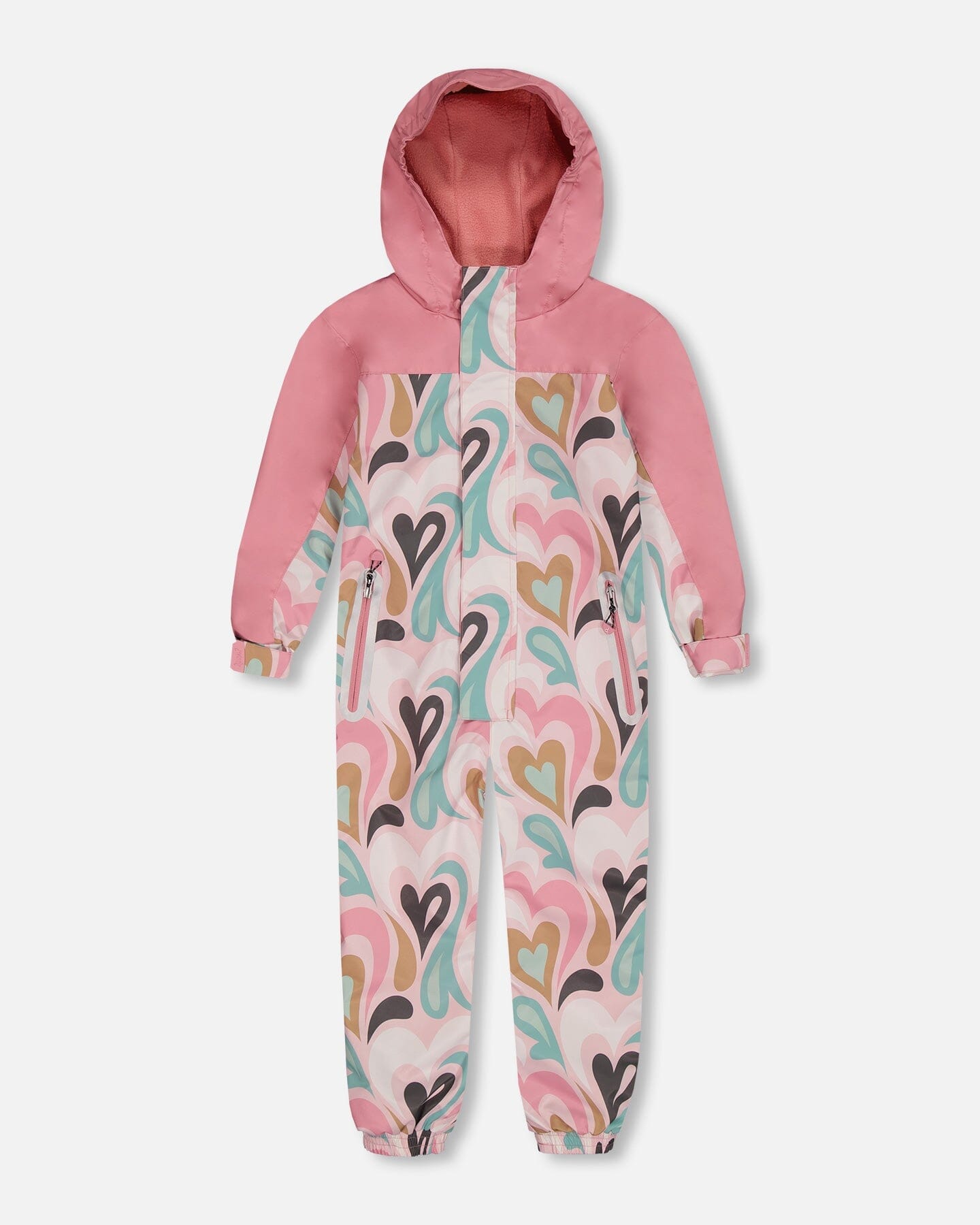Printed Mid-Season One-Piece Outerwear Light Pink With Hearts-0