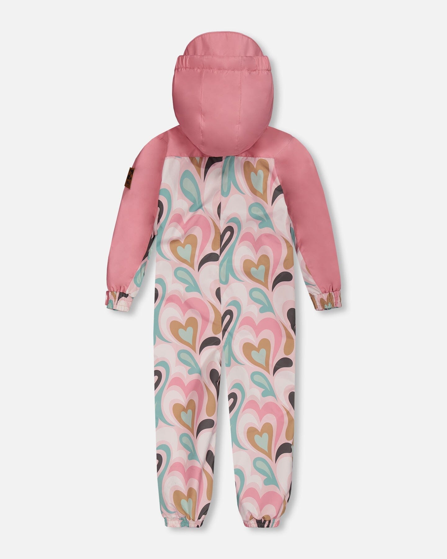 Printed Mid-Season One-Piece Outerwear Light Pink With Hearts-2