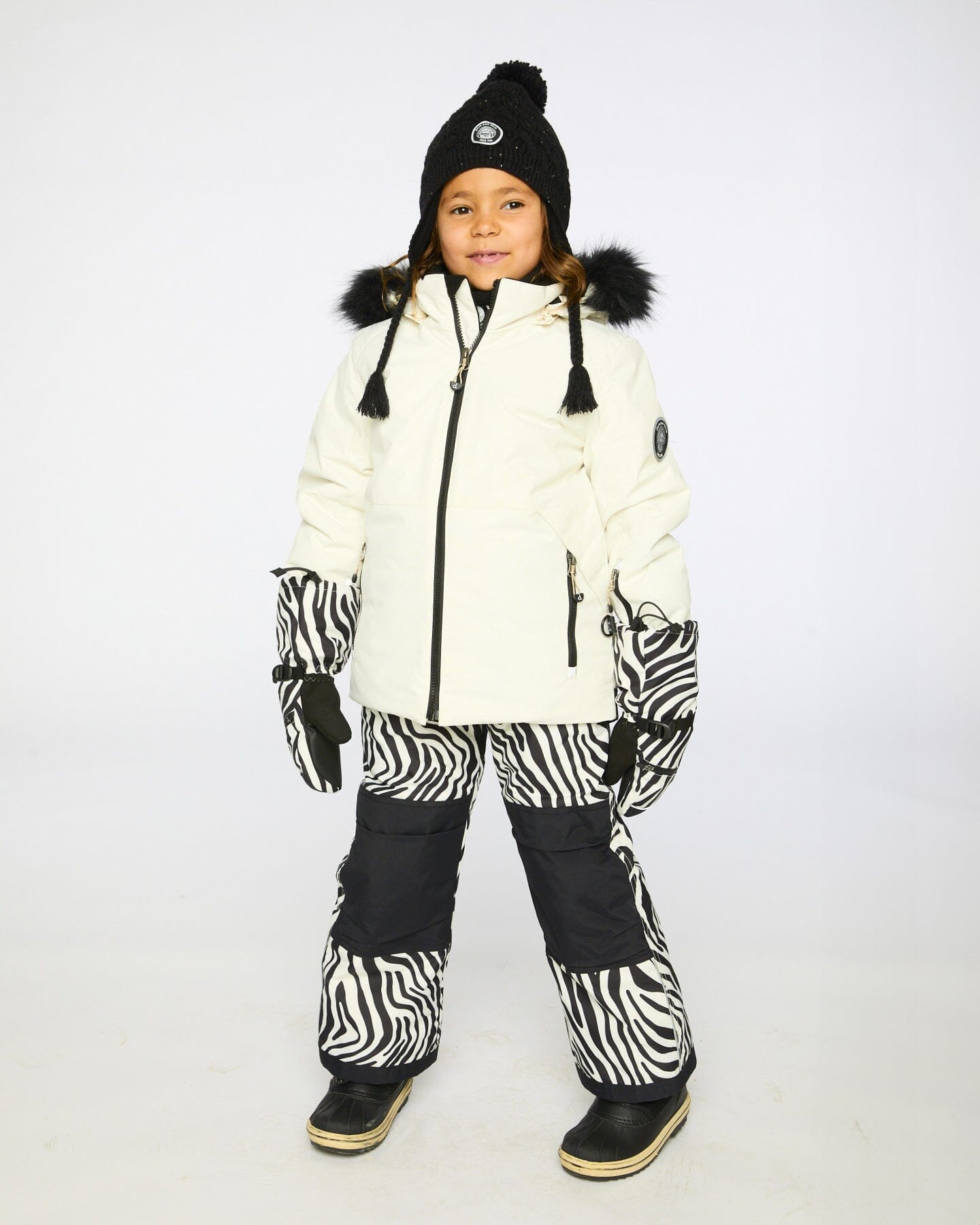 Two-Piece Play Snowsuit Off-White With Printed Pants-1