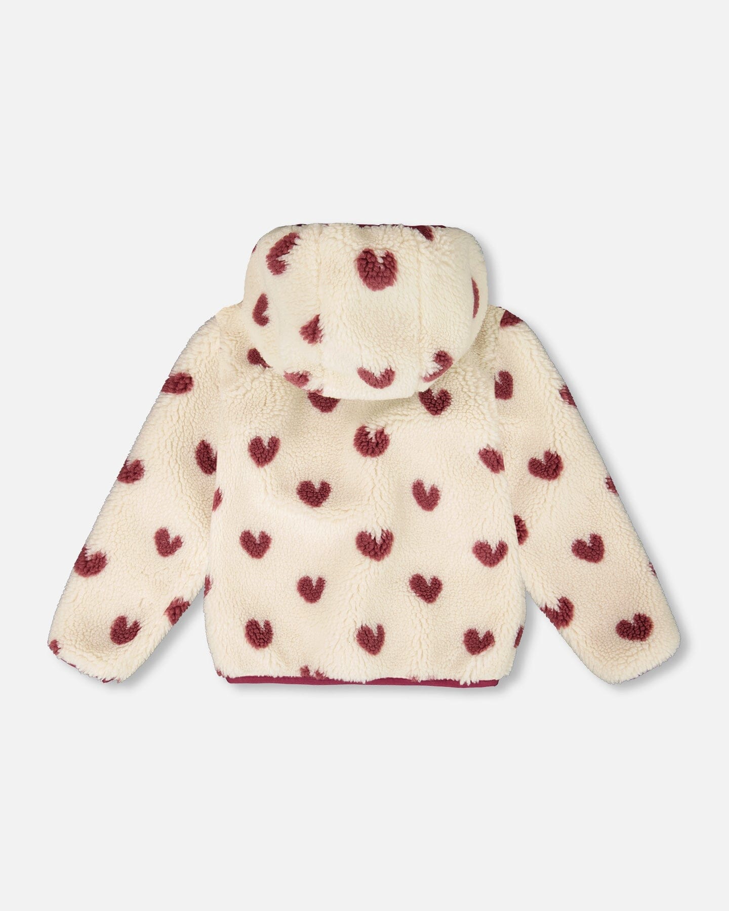 Reversible Mid-Season Sherpa Jacket Burgundy Heart-3
