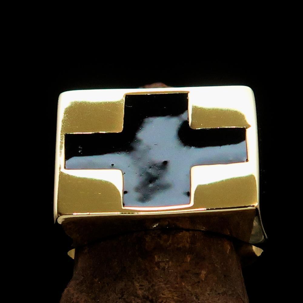 Perfectly crafted Men's Black Cross Ring - Solid Brass-1