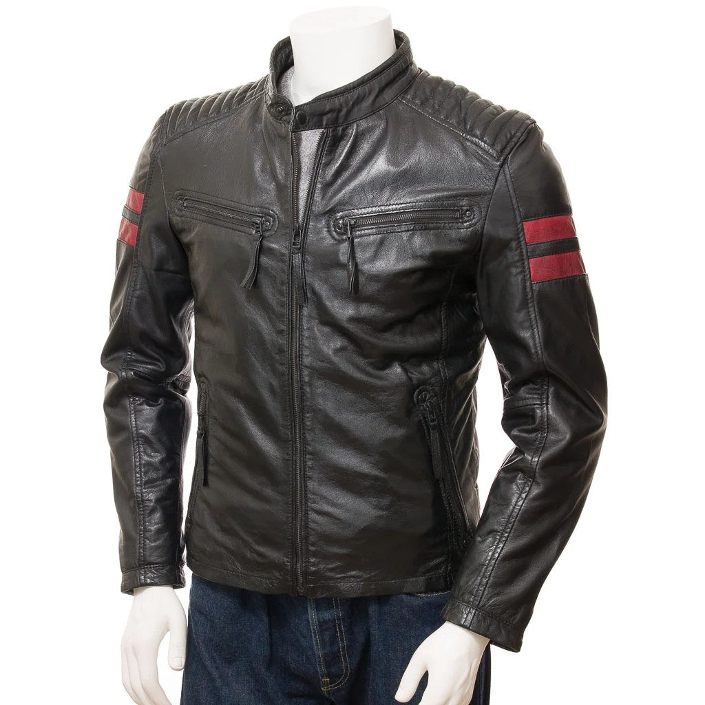 MEN BLACK LEATHER BIKER JACKET CAMERON-1