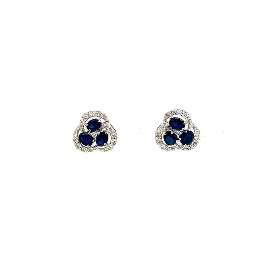 Sapphire and Diamond Earrings in 14K White Gold - KGT 33388-0