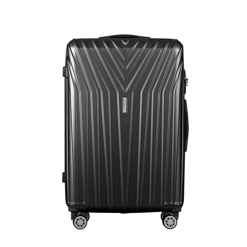 NNEDSZ 3pc Luggage Trolley Set Suitcase Travel TSA Hard Case Carry On Black Lightweight-2
