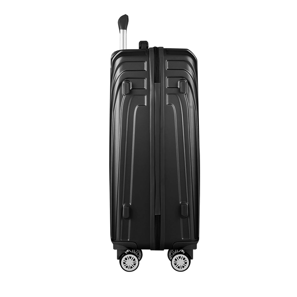 NNEDSZ 3pc Luggage Trolley Set Suitcase Travel TSA Hard Case Carry On Black Lightweight-3