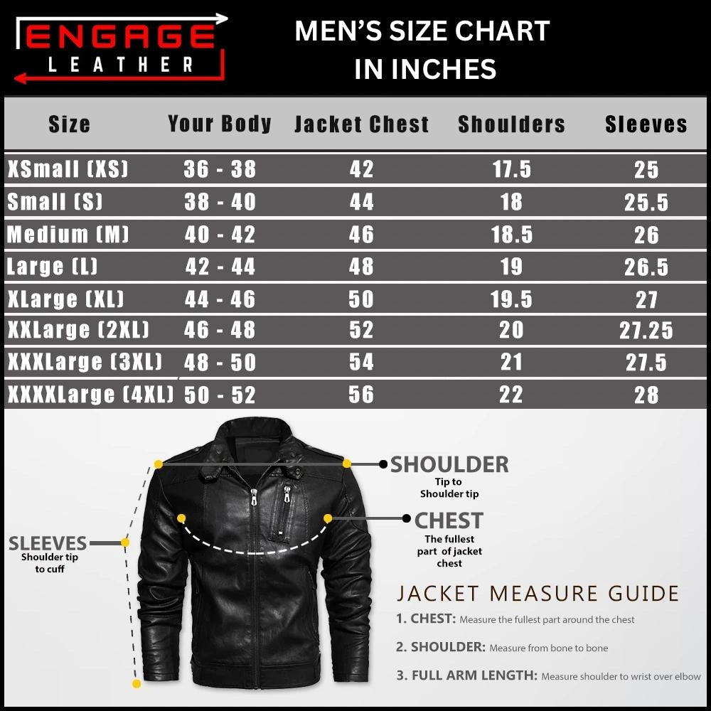 MEN'S BROWN LEATHER BIKER JACKET: BETHEL-5