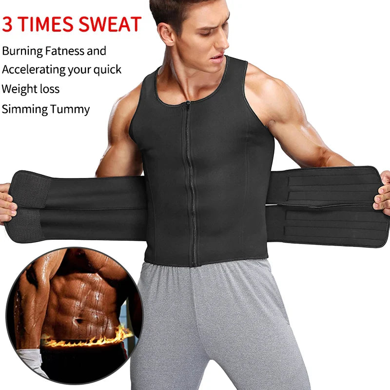 NNEOBA Men Sauna Waist Trainer Fitness Vest Body Shaper-3