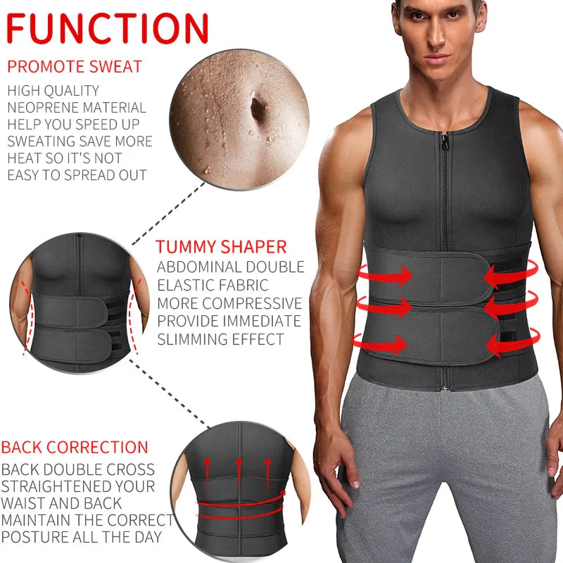 NNEOBA Men Sauna Waist Trainer Fitness Vest Body Shaper-2