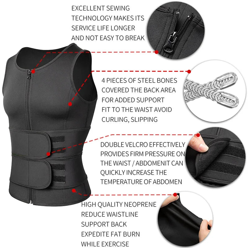 NNEOBA Men Sauna Waist Trainer Fitness Vest Body Shaper-4