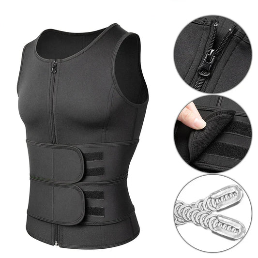 NNEOBA Men Sauna Waist Trainer Fitness Vest Body Shaper-0