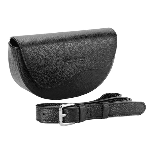 RB1027A | Women's Rounded Crossbody Bag in Genuine Leather Made in Italy. Removable and adjustable leather shoulder strap. Polished Nickel Accessories - Black Color - Dimensions: 25 x 15 x 9 cm-0