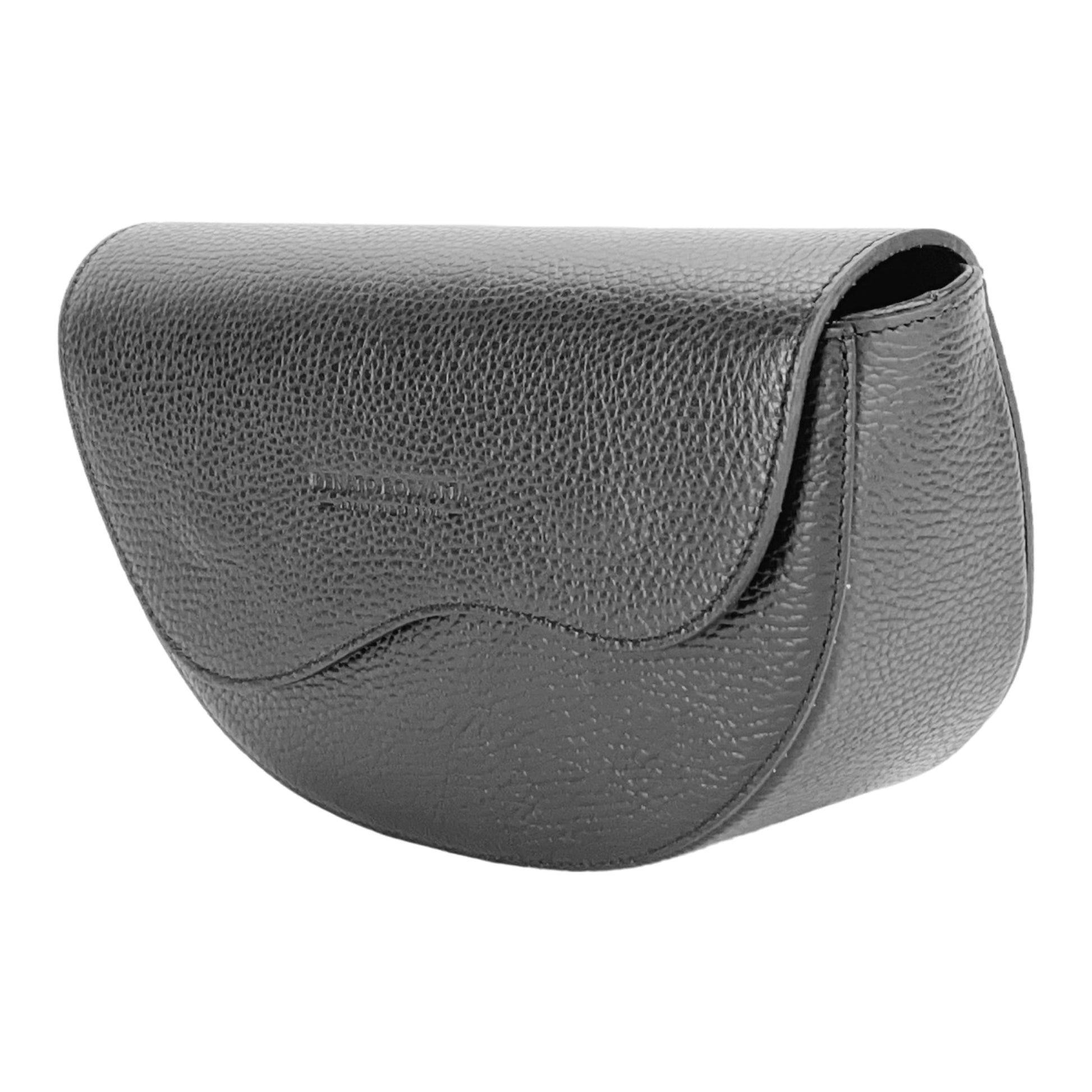 RB1027A | Women's Rounded Crossbody Bag in Genuine Leather Made in Italy. Removable and adjustable leather shoulder strap. Polished Nickel Accessories - Black Color - Dimensions: 25 x 15 x 9 cm-2