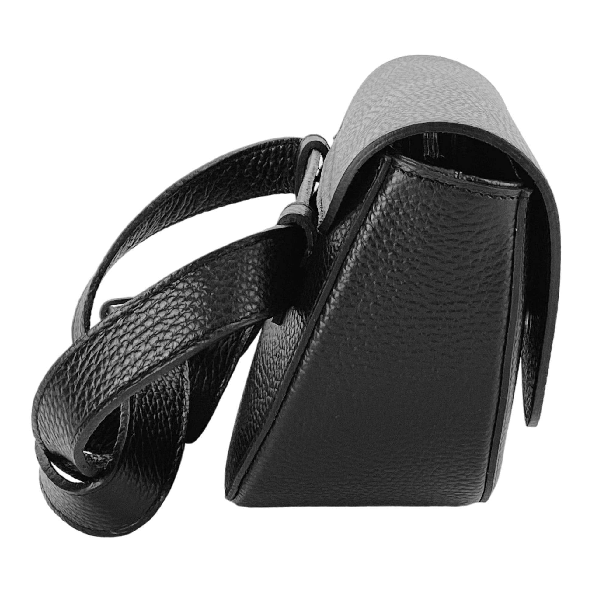 RB1027A | Women's Rounded Crossbody Bag in Genuine Leather Made in Italy. Removable and adjustable leather shoulder strap. Polished Nickel Accessories - Black Color - Dimensions: 25 x 15 x 9 cm-4