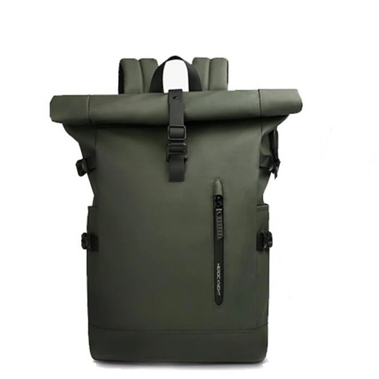 Expandable Waterproof Backpack Roll-Up Design with USB Charging Port Green-0