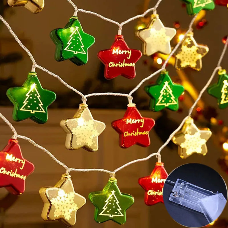 Twinkling Christmas LED Lights String - Festive Star - 2M/10LED-3